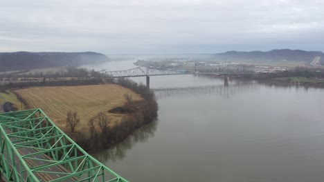 4K-Drone-of-Ohio-River-and-Bridge