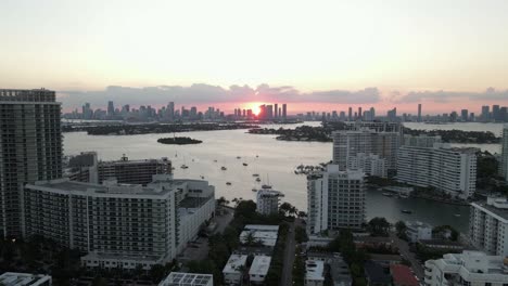 South-Beach-sunset-aerial-with-downtown-Miami-beyond-Biscayne-Bay