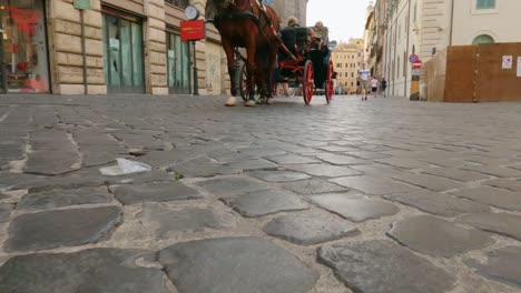 Touristic-horse-carriage-at-Piazza-Della-Minerva-square-in-Rome,-Italy