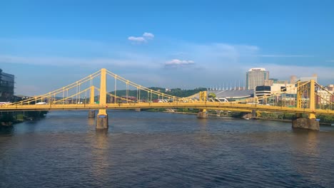 Andy-Warhol-Bridge-with-Allegheny-river-during-summer-Pittsburgh-downtown