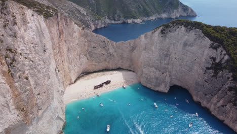 Aerial-view-of-Zakynthos-Zante-beach-with-people-and-the-wreck