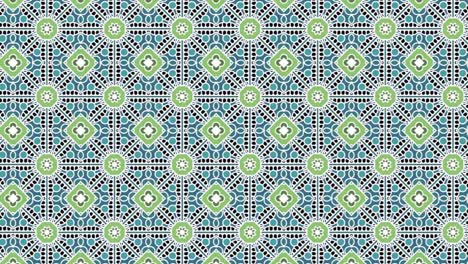 Das-Grün-blaue-Geometrische-Muster-Auf-Schwarzem-Hintergrund,-Folienanimation,-Die-Nach-Rechts-Scrollt