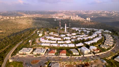 A-village-in-the-mountains-of-Samaria-in-Israel,-Ramallah-in-the-background