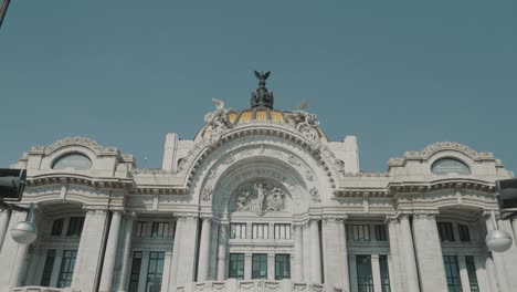 People-walking-and-beautiful-Architecture-of-Museum-Bellas-Artes-in-Mexico-City