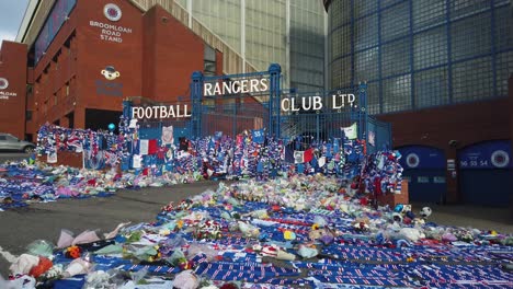 Tributes-in-memory-of-former-Rangers-manager,-Walter-Smith-outside-Ibrox-Stadium