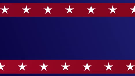 Blauer-Hintergrund-Mit-Rotem-Banner-Und-Weißen-Sternen,-Die-Sich-Wie-Eine-Amerikanische-Medienankündigung-Bewegen