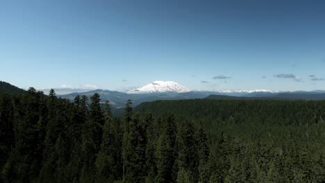 Tiefflug-über-Einem-üppigen,-Dichten,-Immergrünen-Wald,-Mount-Saint-Helens,-Washington,-Luftaufnahme
