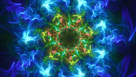 Kaleidoskop-Florale-Fraktale-Zusammenfassung-–-Bifrostblaues-Portal-–-Nahtlos-Sich-Wiederholende-Musik-Vj-Bunte-Chaotische-Streaming-Hintergrundkunst