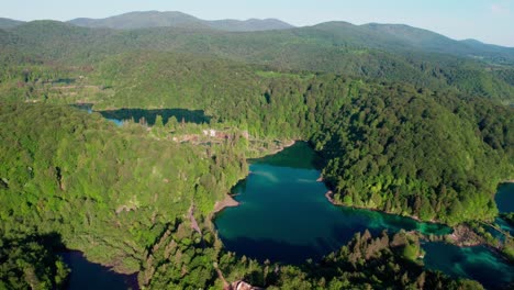 Plitvice-lakes-croatia,-Nacionalni-park-"Plitvička-jezera",-aerial-drone-panorama-4k