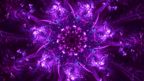 Abstrakter-Fraktaler-Kaleidoskop-Hintergrund---Violette-Concord-Blüte---Nahtlos-Verlaufende-Kosmische,-Spirituelle-Portalreise-Und-Mystische-Muster