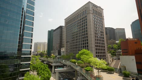 Seoullo-7017-Skygarden-park-surrounded-with-high-skyscrapers-in-Seoul-downtown