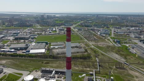 A-heating-network-chimney-in-the-city-of-Klaipeda,-LEZ-zone,-from-which-no-smoke-comes