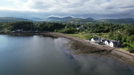 Cottages-on-edge-of-Kenmare-bay-County-Kerry-Ireland-drone-aerial-view