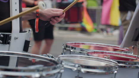 Slow-motion-marching-band-drums-close-up