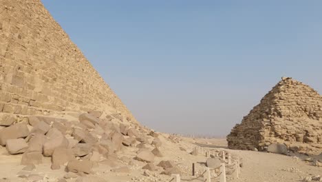 Cordoned-off-Pyramid-of-Menkaure,-Giza-pyramid-complex,-Egypt