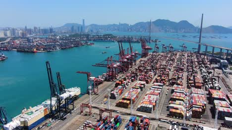 Hong-Kong-port-terminal,-Aerial-view