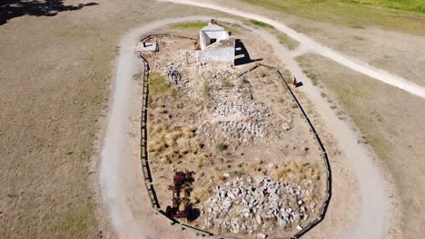 Aerial-Pull-Back-Over-Perry's-Paddock-Cottage-Ruins-Yellagonga-Reserve