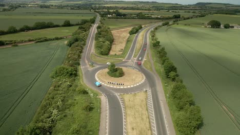 aerial-shot-of-road-infrastructure-in-rural-English-countryside