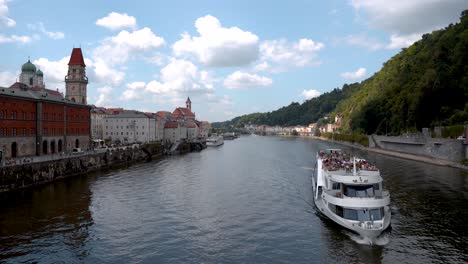 Boat-ship-sails-over-Danube-in-Passau