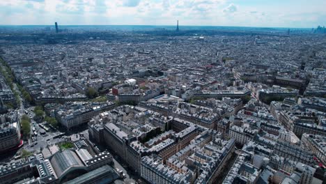 París,-Francia,-Vista-De-Drones-Sobre-La-Ciudad,-Por-Encima-De-Gare-Du-Nord