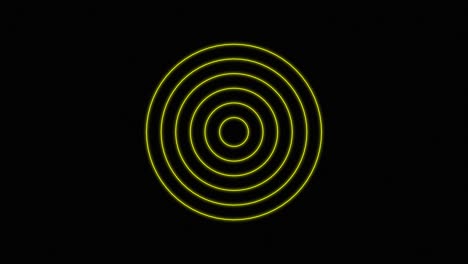 Spreading-Yellow-Circles,-Radio-Wave-Animation-on-Black-Background-Minimalist