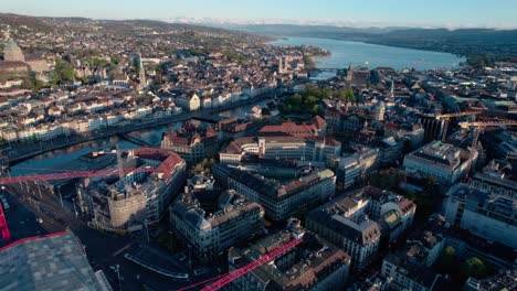 Aerial-View-Of-Zurich-City-And-Lake-In-Switzerland