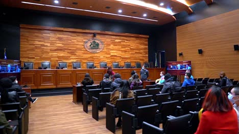 Handheld-pan-right-of-the-main-courtroom-of-the-Constitutional-Court-of-Chile
