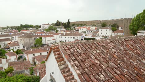 Red-Tile-Rooftop-of-Traditional-and-Old-House-in-Castle-of-Ã“bidos