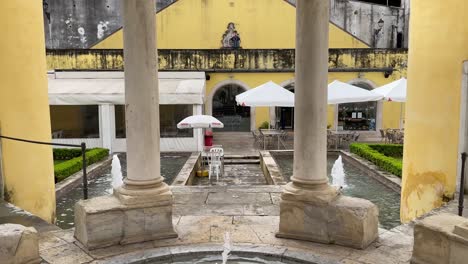 Fountain-at-the-Cloister-of-Manga-in-Coimbra,-Portugal