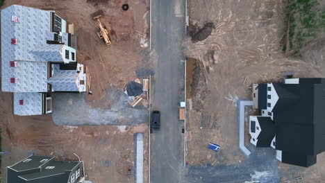 Top-down-aerial-of-construction-site-at-new-development