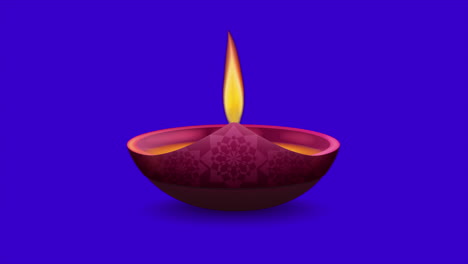 Colorful-mandala-Design-Diwali-Lamp,-Diya-Animation-On-Blue-Screen_JP