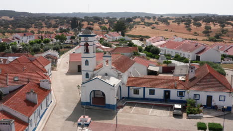 aerial-views-of-Santa-Susana-village,-Alentejo,-Portugal-3