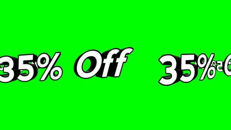 Animation-cartoon-35%-OFF-text-Running-Flat-Style-Promotional-Animation-green-screen-background-4K