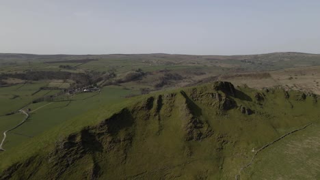 Aerial-drone-footage-of-a-green-ridge-in-the-Peak-District