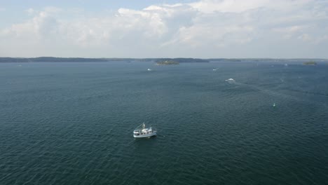 Wide-Aerial-Shot-Of-A-Boat-On-The-St-Lawrence-River