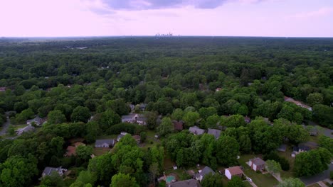 Charlotte-NC-Aerial-in-the-distance,-Push-in-to-Charlotte-North-Carolina-from-Matthews-NC