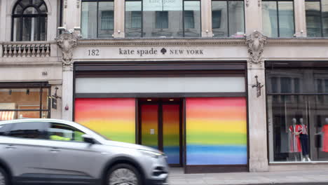 Kate-Spade-beauty-fashion-cosmetics-shop-on-Regent-Street-with-Pride-flag-storefront
