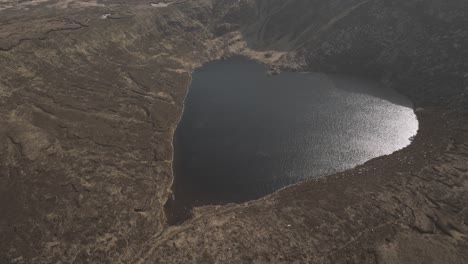 Aerial-View-Of-Lough-Ouler-Lake-At-Summer-In-Wicklow-Mountains,-Ireland