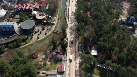 AERIAL:-Basanaviciaus-Central-Pedestrian-Street-of-Palanga-with-Entertainment-Locations