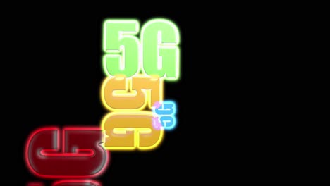 Colorful-5G-Text-Sign-moving-in-front-of-black-screen