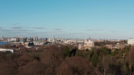Rising-drone-shot-greenwich-observatory-looking-east-towards-The-O2