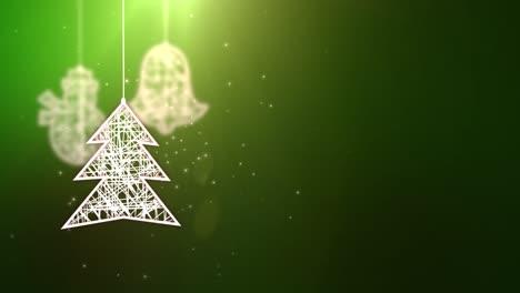Weißbuch-Weihnachtsbaumschilder,-Die-Herunterfallen,-Platzhalter-Für-Festliche-Saisonale-Feier,-Grüner-Hintergrund