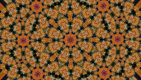 Coloridos-Patrones-Simétricos-Caleidoscopio-Botánico-Mandala-Geometría-Papel-Tapiz---Animación-Fractal-Multicolor-Ilustración-Vectorial-Tribal