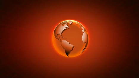 Looping-orange-globe,-breaking-news-style,-world-background