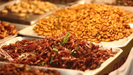 Closed-Up-Footage-of-Fried-Insects-Selling-At-Local-Market