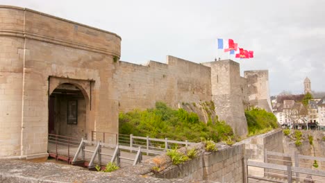 Burgmauern-Von-Caen-Burg---1060-Errichtete-Wilhelm-Von-Der-Normandie-Eine-Neue-Festung-In-Caen