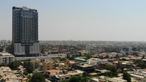 Aerial-View-Of-Block-4-On-26th-Street-In-Karachi,-Pakistan