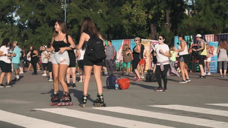 Scene-of-girls-with-roller-skater-dancing-zumba-in-square