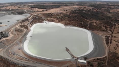 Reservoir-at-the-Water-Supply-Facility-in-Monte-Perreiro,-Portugal---Aerial