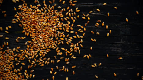 Wheat-seeds-being-dropped-onto-a-wooden-plate-ready-to-cook
